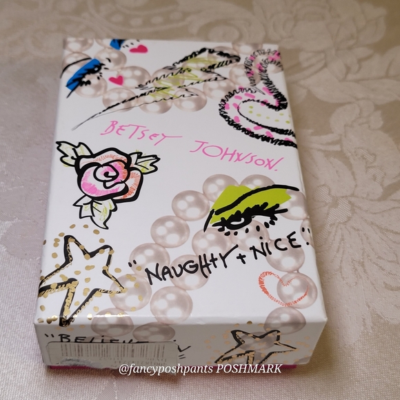 new! NWT in box! BETSEY JOHNSON key fob star magic sparkle purse charm logo tags - Picture 5 of 17